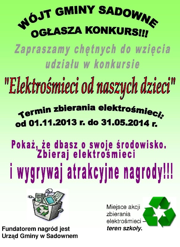 Plakat konkursu „Elektrośmieci od naszych dzieci”
